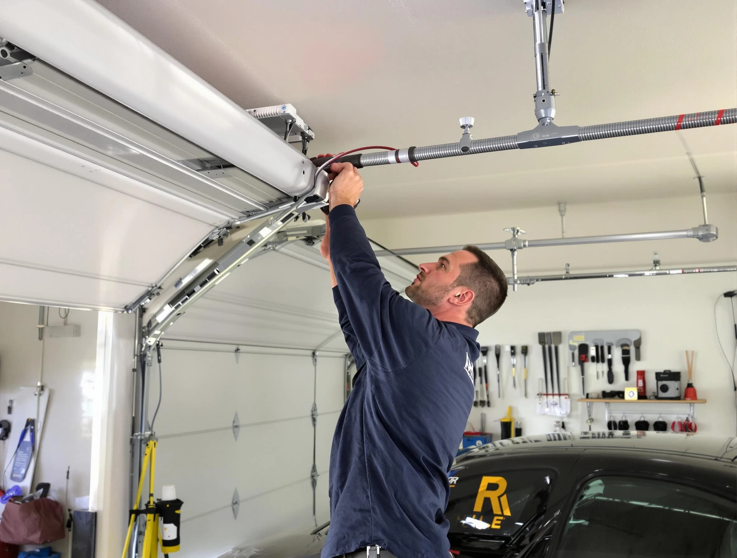 Belleville Garage Door Repair technician performing garage door cable repair in Belleville
