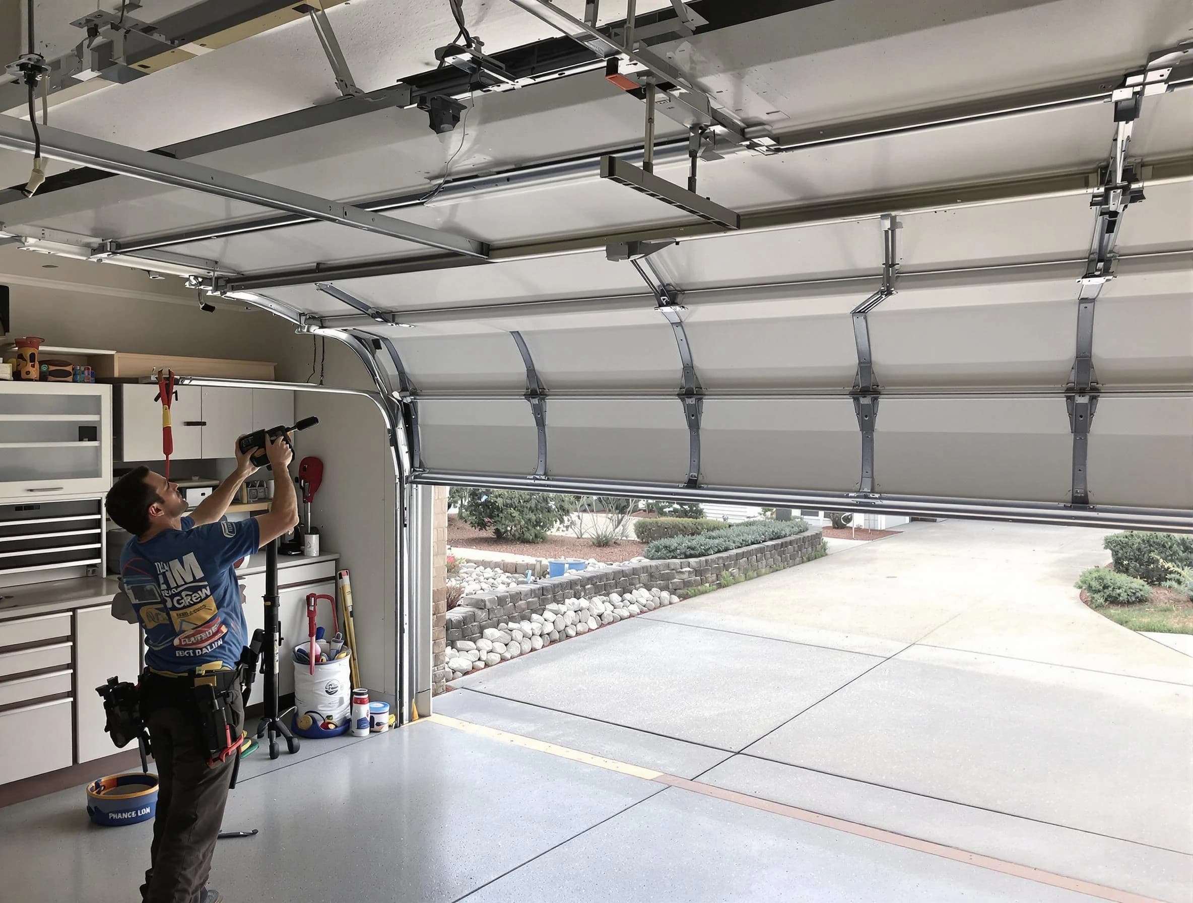 Garage door track repair service by Belleville Garage Door Repair in Belleville