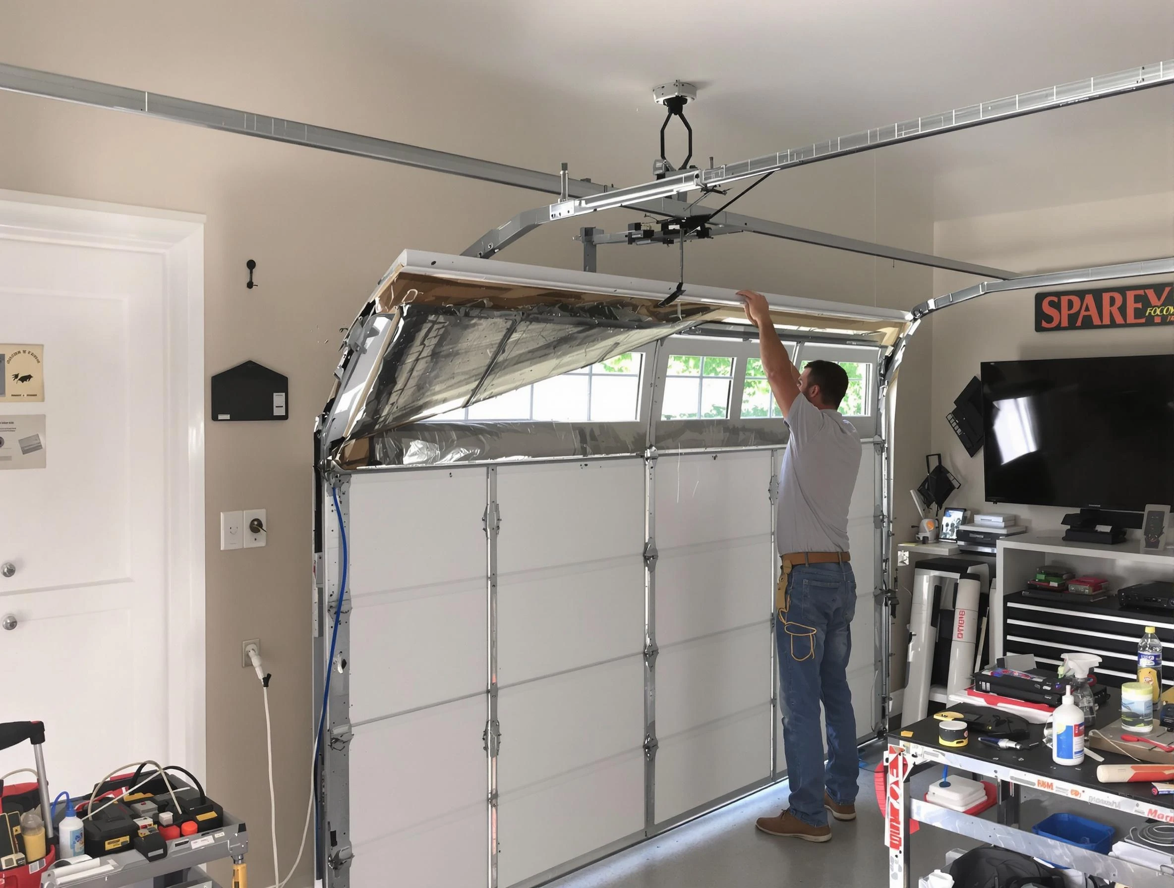 Garage door section replacement by Belleville Garage Door Repair in Belleville