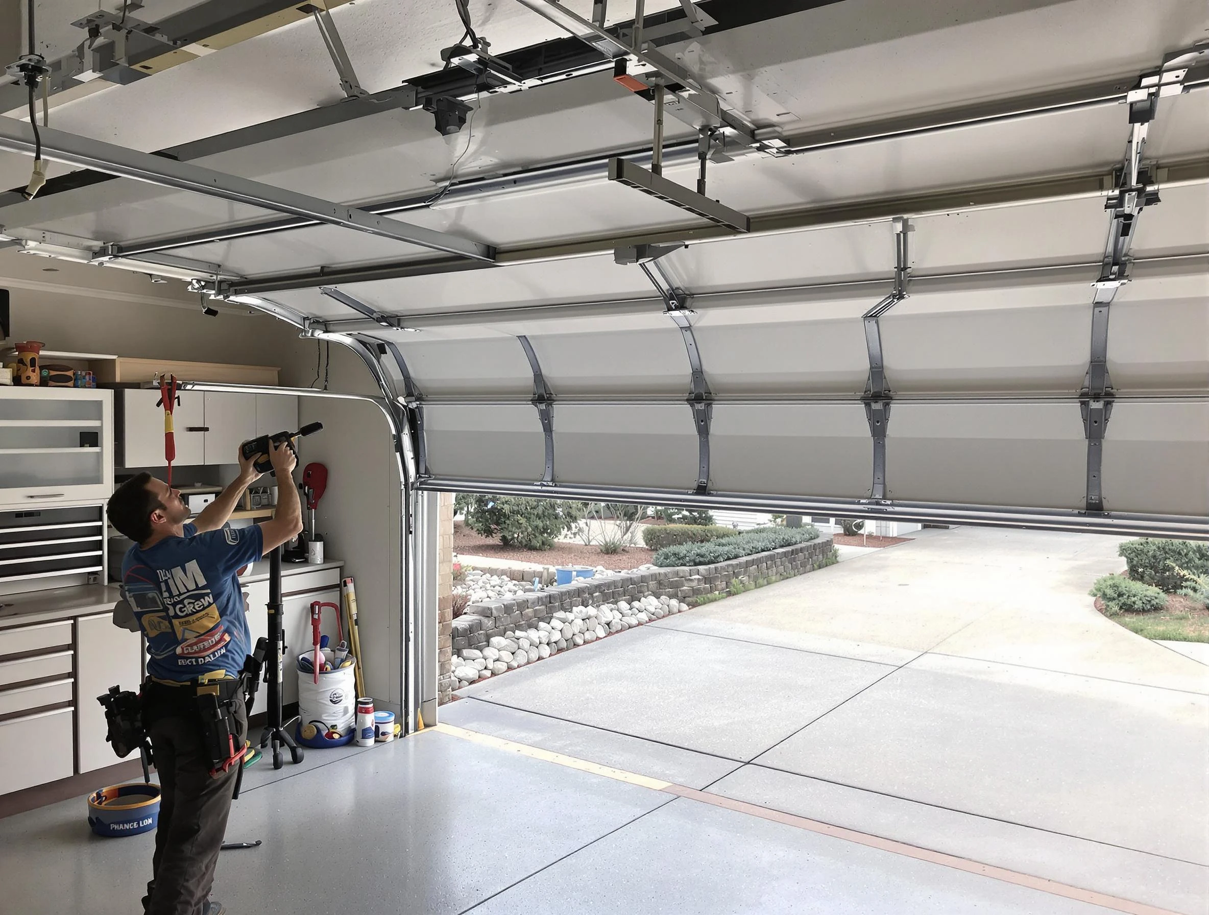 Garage door track repair service by Belleville Garage Door Repair in Belleville